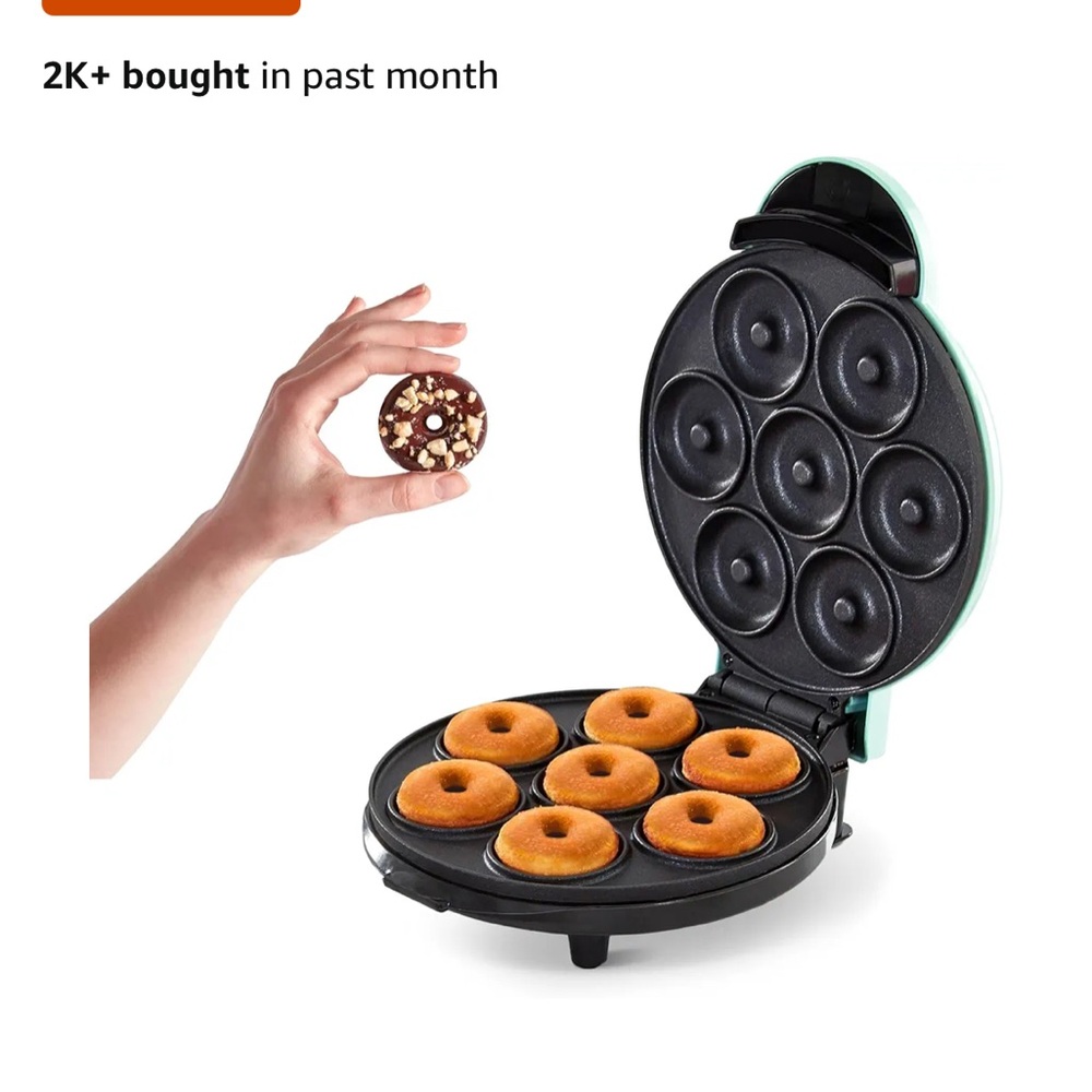 Black and Green Donut Maker with Non-Stick Molds